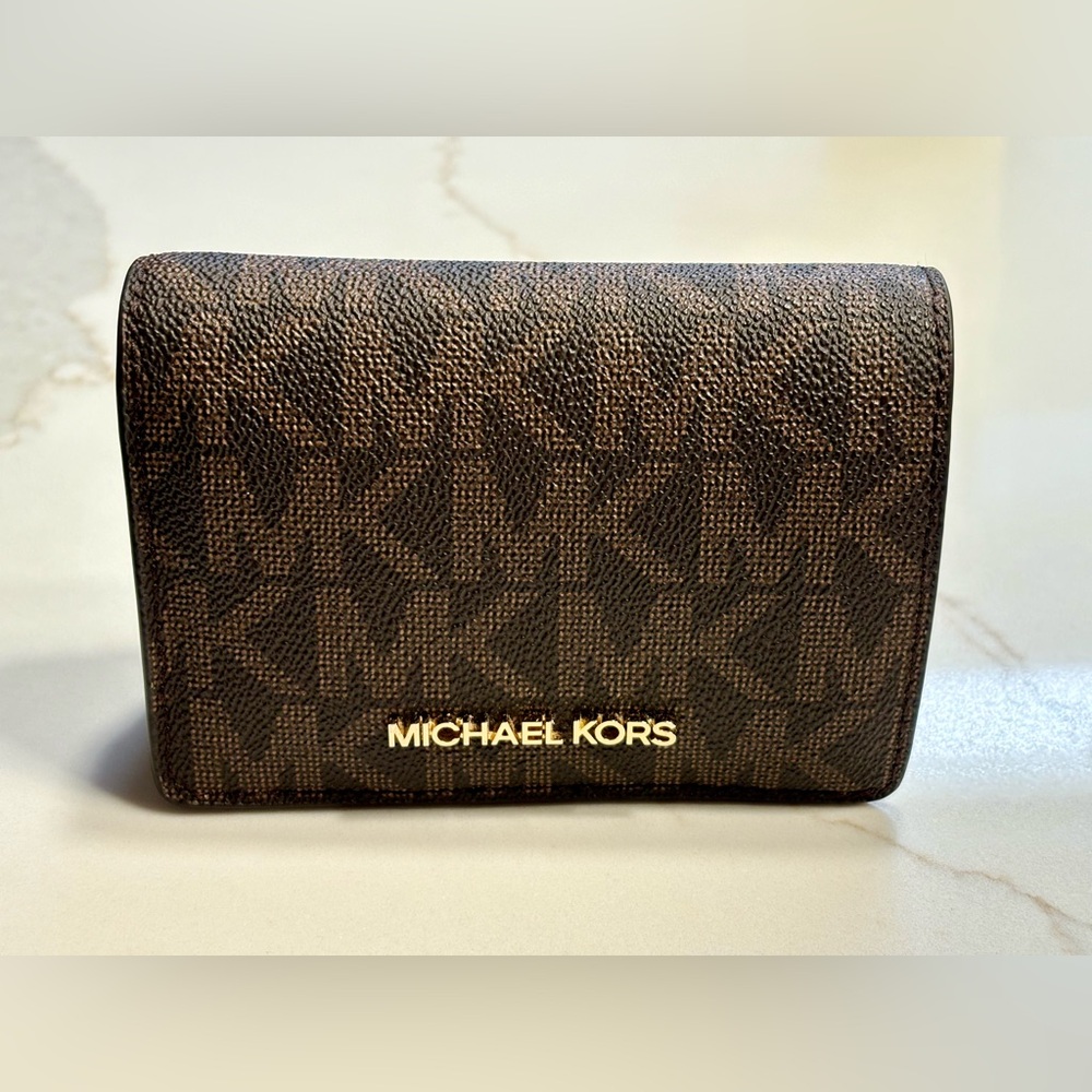 Michael Kors Brown and Tan Monogram Wallet